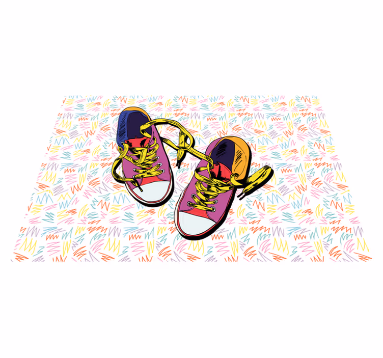 Colorful Sneaker Pattern teenage bedroom rug - TenStickers