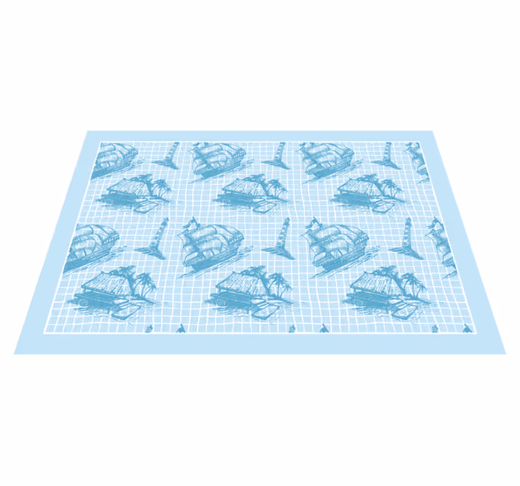 Coastal Theme Motifs bathroom mat - TenStickers