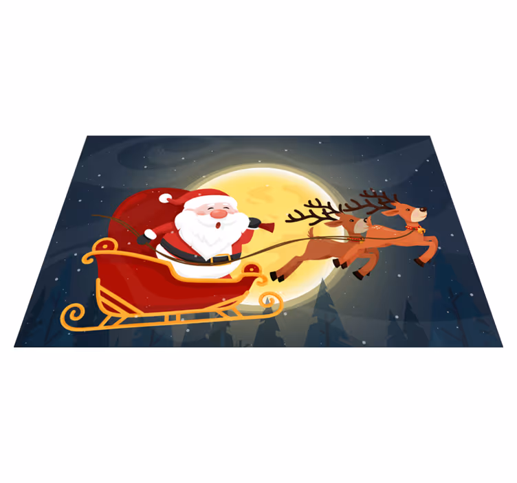 Santa Sleigh Ride christmas rug - TenStickers