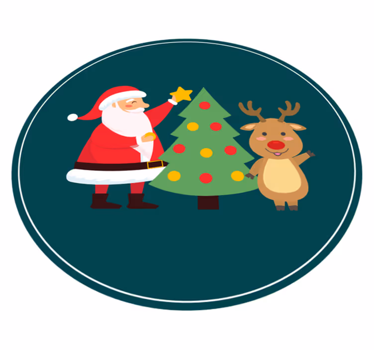 Festive Santa scene christmas rug - TenStickers
