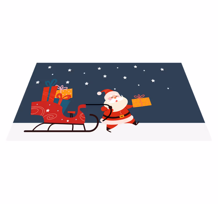 Santa's Cheerful sleigh christmas rug - TenStickers