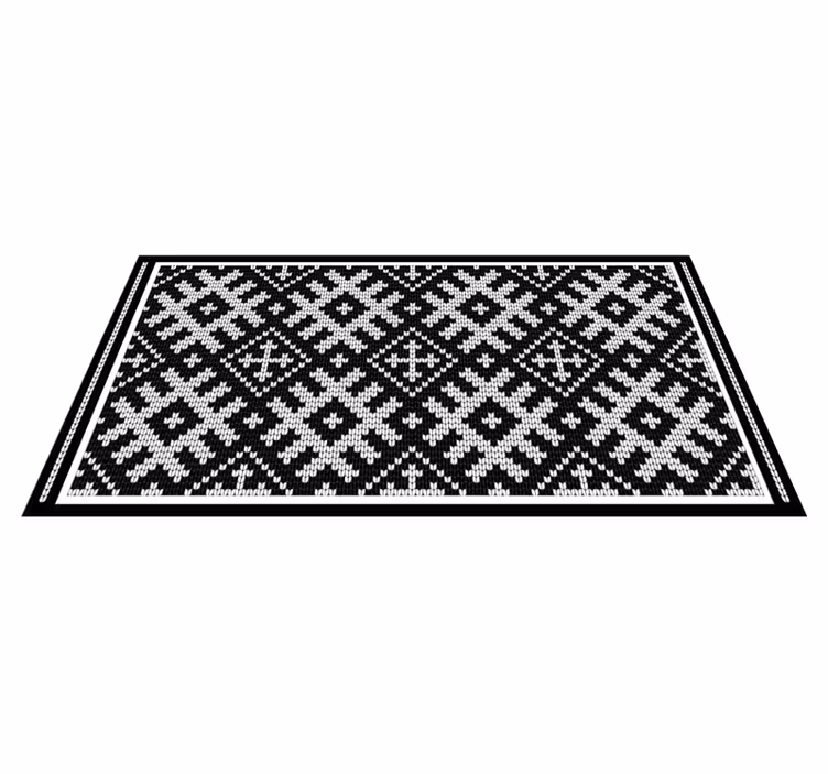 Viking Chained Squares Geometric Pattern Vinyl Rug - TenStickers