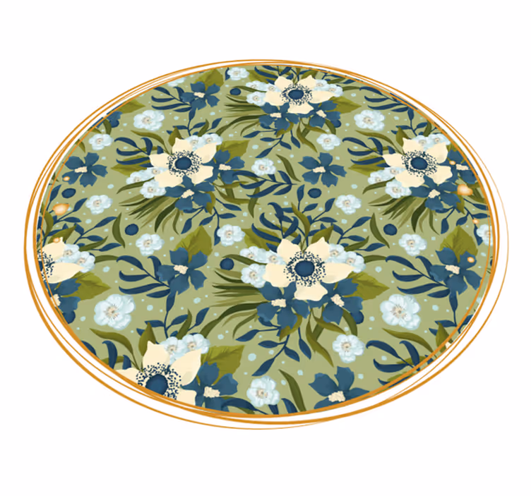 Round Flourishing Motif floral rug - TenStickers