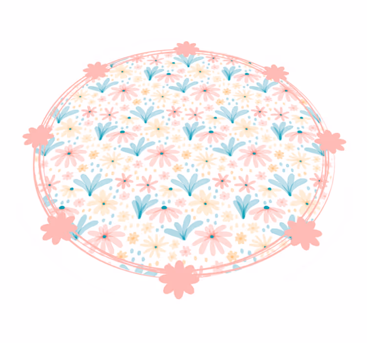 Gentle Bloom Motif floral rug - TenStickers