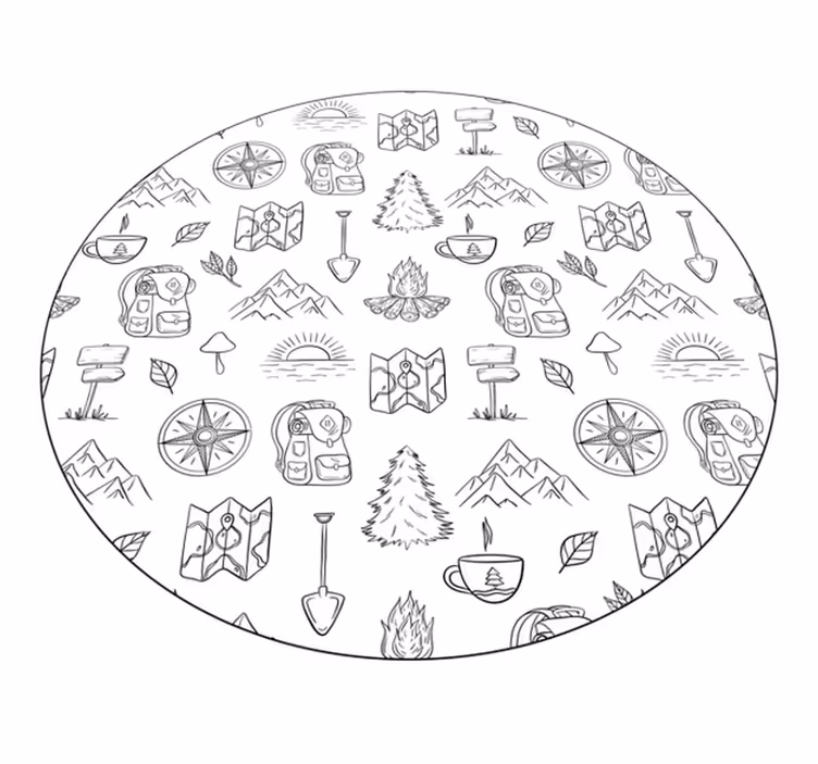 Camping Adventure Icons kids rug - TenStickers