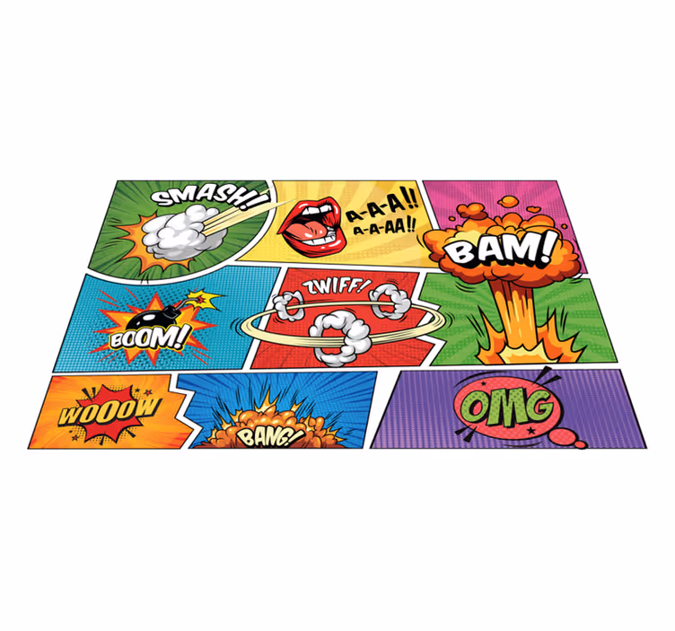 Comic Book Action teenage bedroom rug - TenStickers