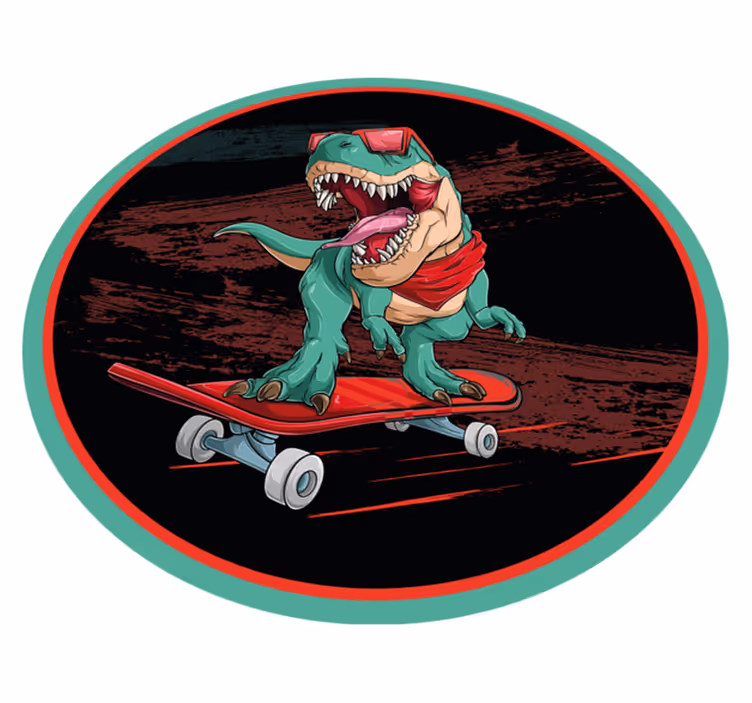 Cool Skateboarding Dinosaur teenage bedroom rug - TenStickers