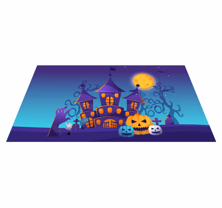 Haunted Castle Scene halloween rugs - TenStickers