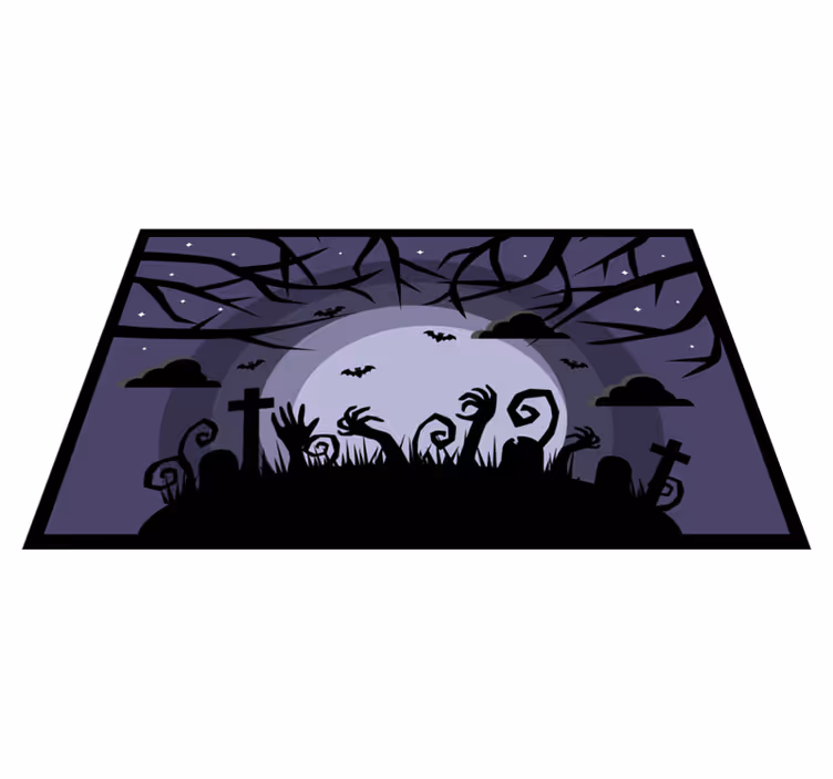 Spooky Graveyard Scene halloween rugs - TenStickers