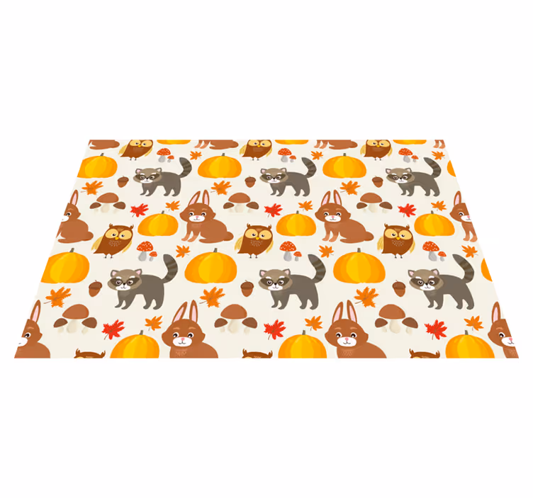 Autumn Animal Characters nursery rug - TenStickers