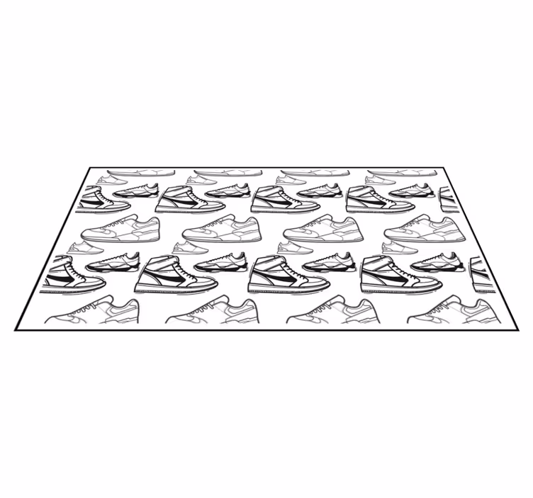 Sneaker Outline Pattern teenage bedroom rug - TenStickers