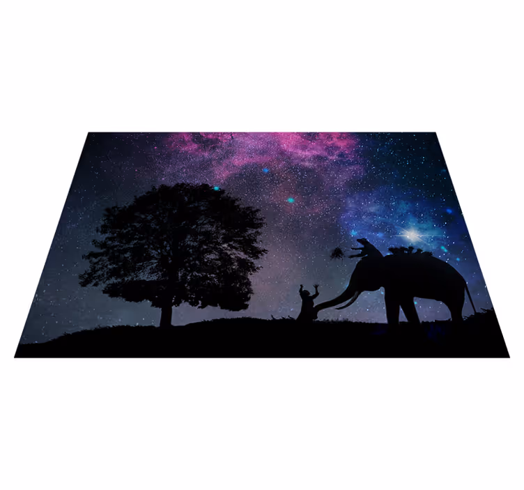 Cosmic elephant adventure animal mat - TenStickers