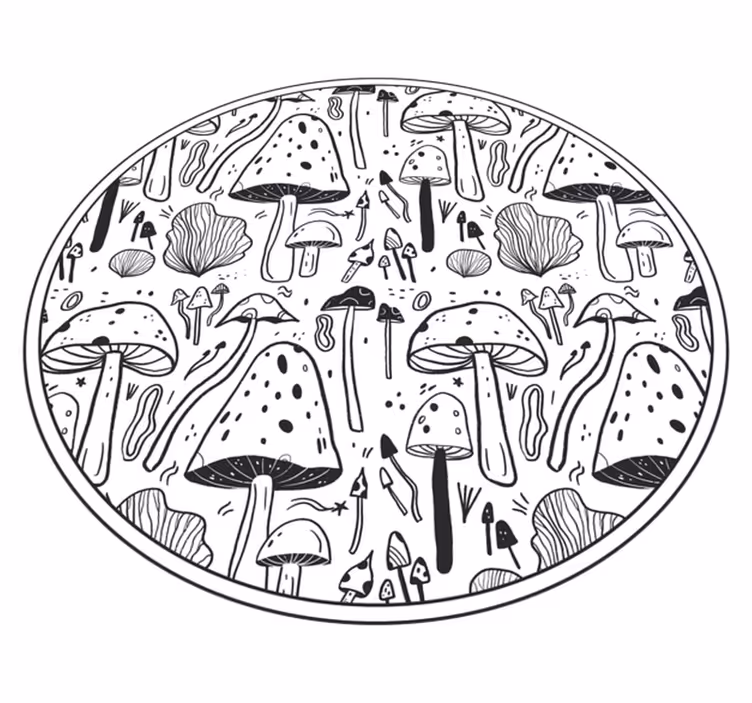 Black and white fungi nature rug - TenStickers