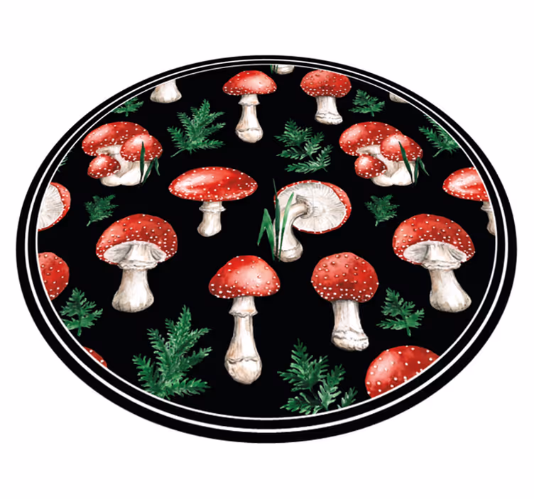 Mushroom forest motif nature rug - TenStickers