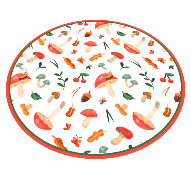 Mushroom flower motif floral rug - TenStickers