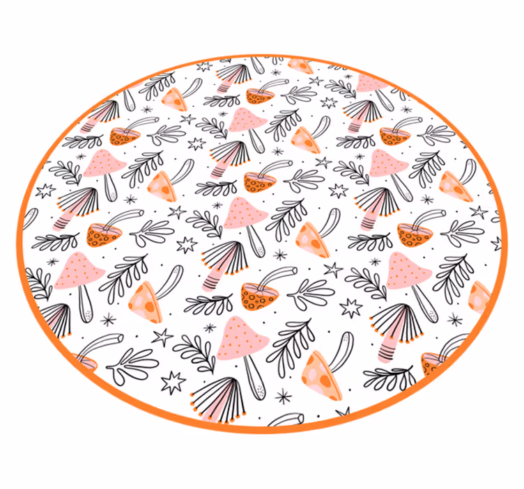 Nordic mushroom motif floral rug - TenStickers