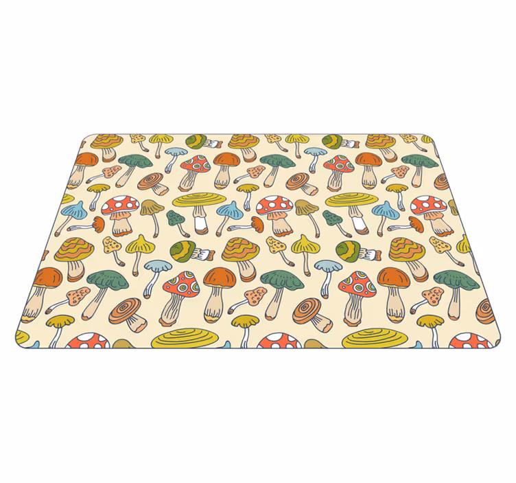 Lively Mushroom Illustration kitchen vinyl mat - TenStickers