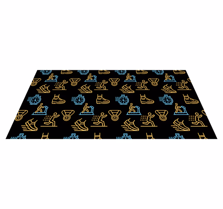 Fitness icons pattern teenage bedroom rug - TenStickers