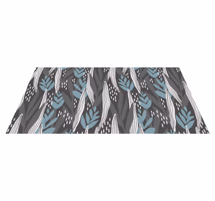 LEAFY PATTERNS IN AQUA nature rug - TenStickers