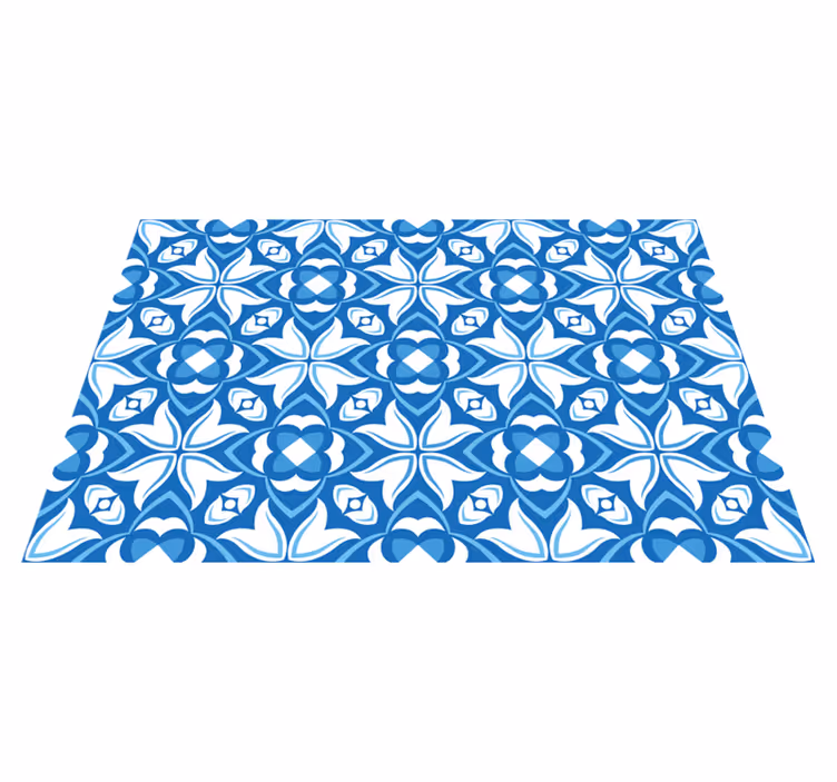 Azure Blossom Motif tile carpet - TenStickers