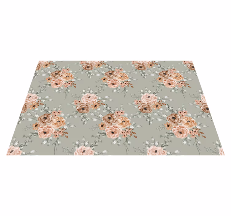 Vintage roses on mint green vinyl floral rug - TenStickers