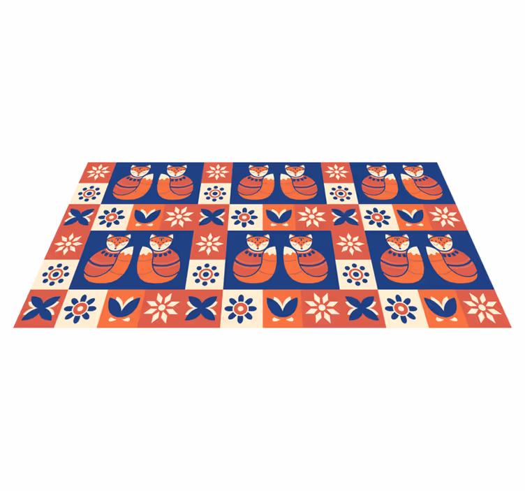 Colourful Fox Patterns kids rug - TenStickers