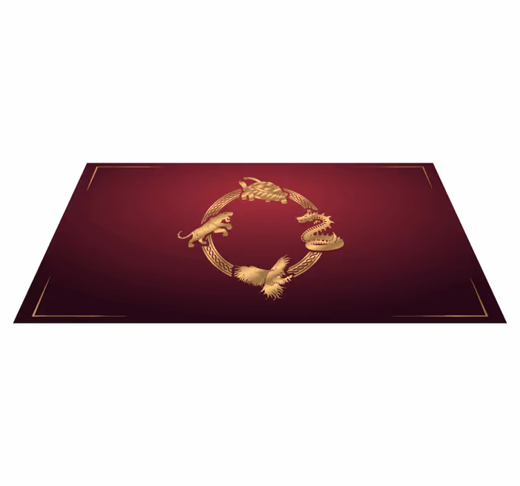 Golden zodiac circle ethnic rug - TenStickers
