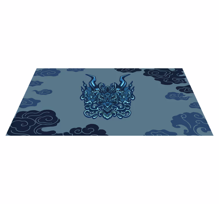 Grey dragon motif ethnic rug - TenStickers