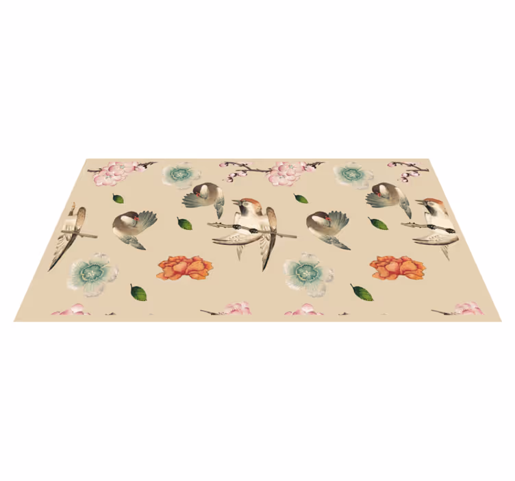 Birds and flowers animal mat - TenStickers
