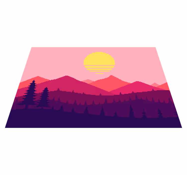 Sunset mountain view nature rug - TenStickers