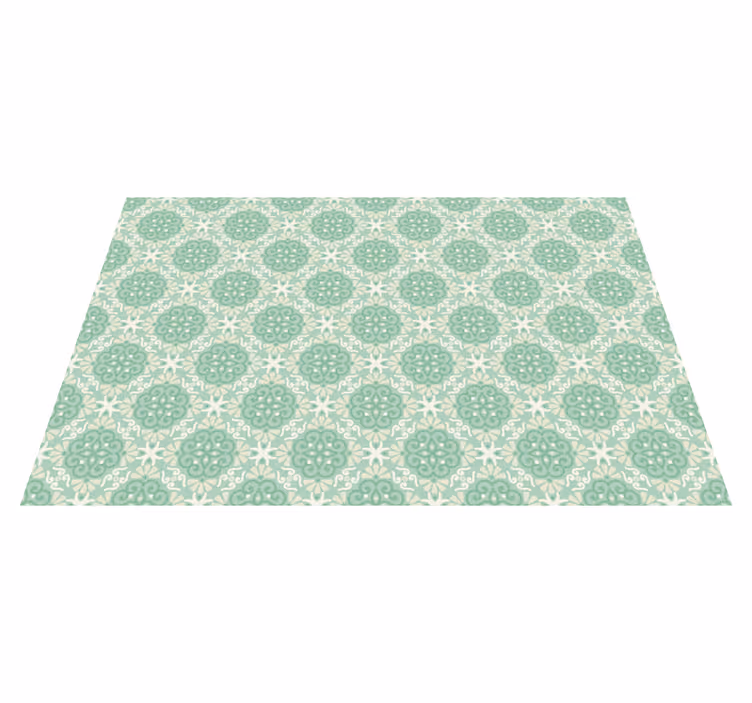 Intricate Green Pattern tile carpet - TenStickers