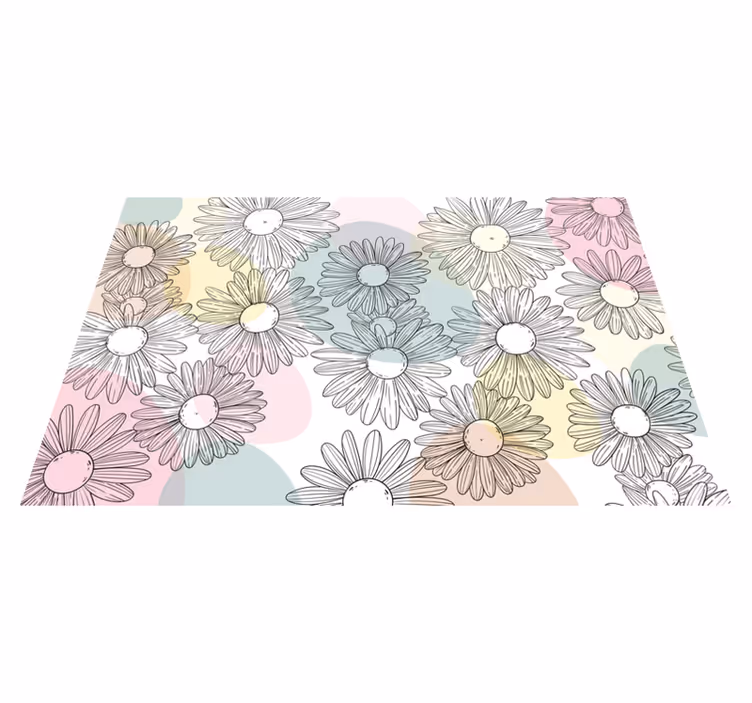 Aquarella daisy design floral rug - TenStickers