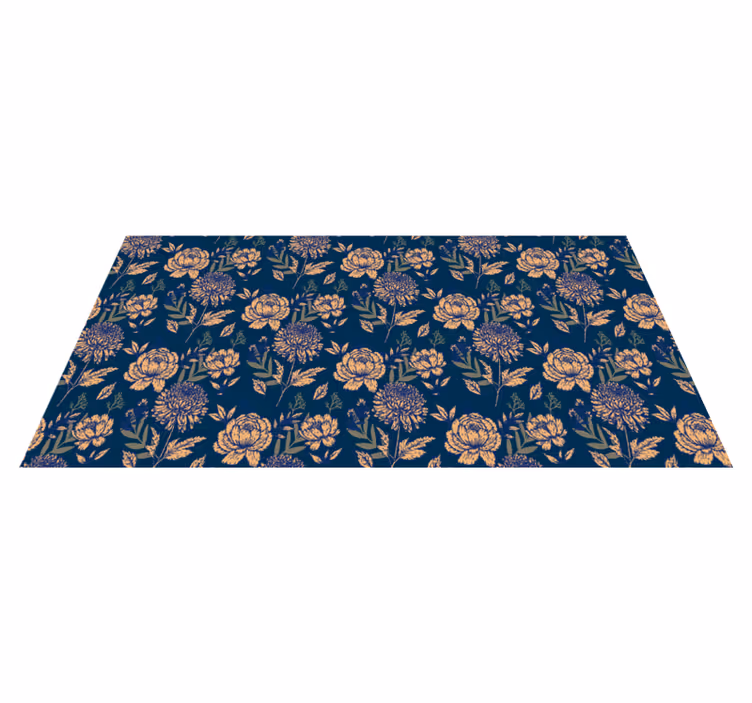 Delicate blue print floral rug - TenStickers