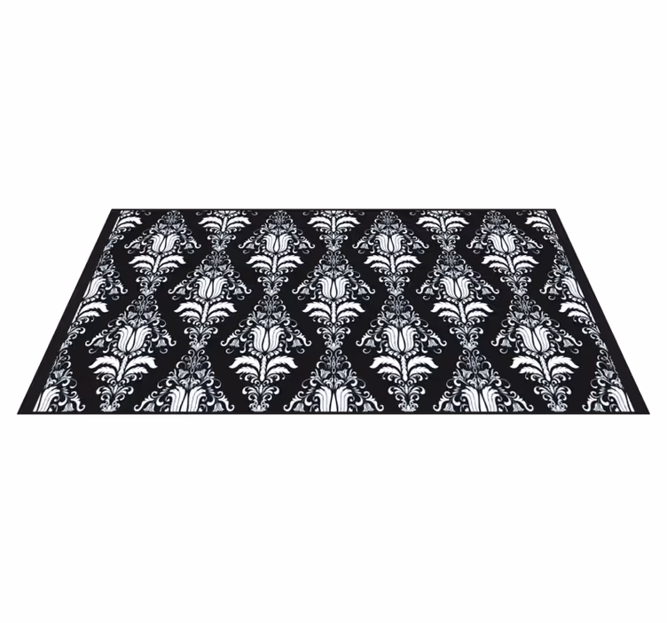 French Provincial black  floral rug - TenStickers