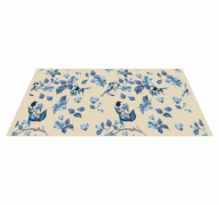 Floral rug with blue floral highlights - TenStickers