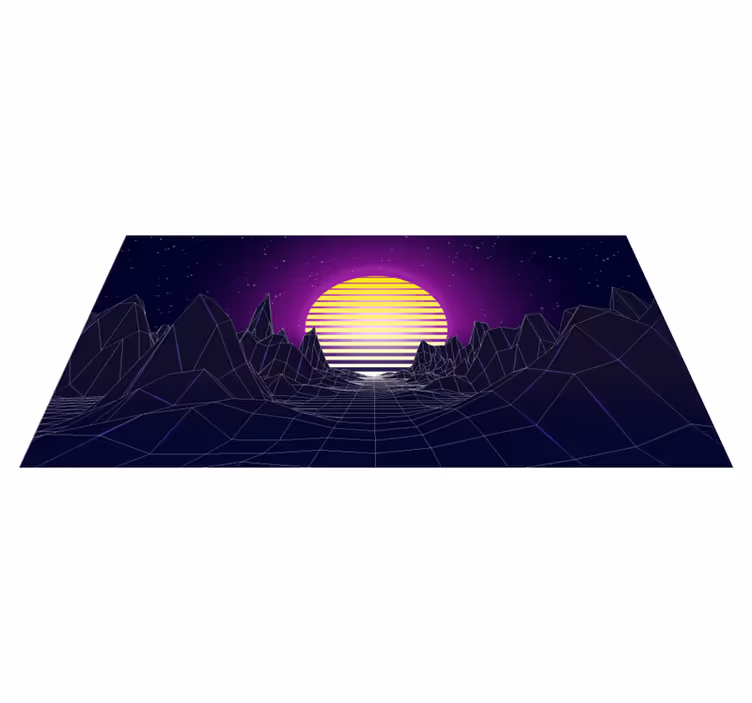 Retro Futuristic Landscape modern rug - TenStickers