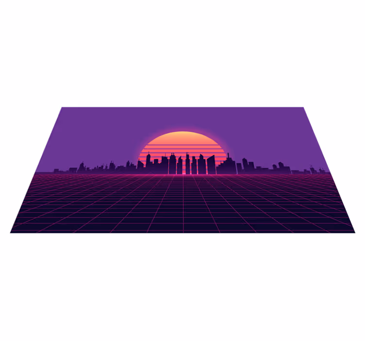 Retro Sunset Grid modern rug - TenStickers