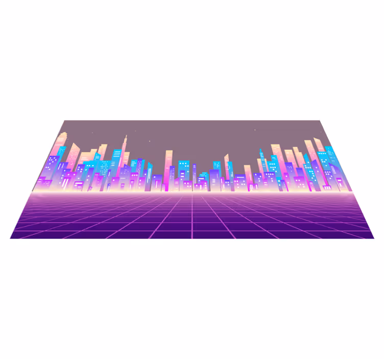 Neon Cityscape Horizon modern rug - TenStickers