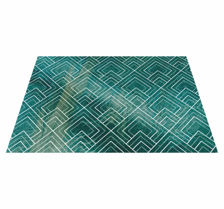Geometric Green Chevron tile carpet - TenStickers