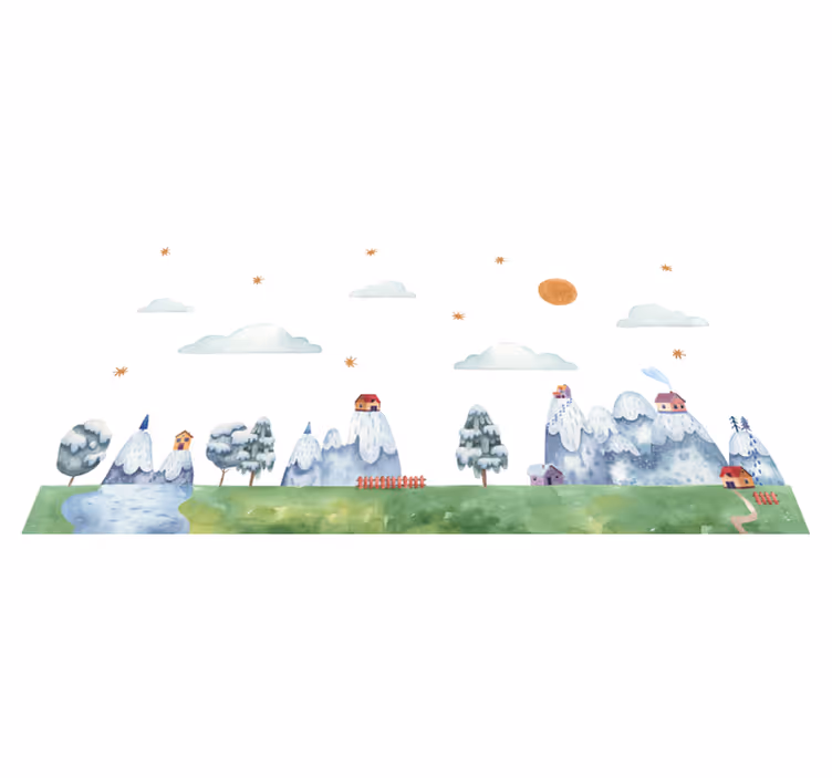 Gray nordic mountain baby play mat - TenStickers
