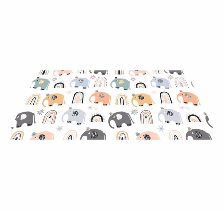Charming Elephant Parade nursery rug - TenStickers
