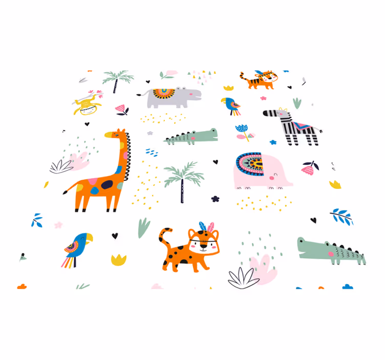 Cheerful Safari Theme nursery rug - TenStickers