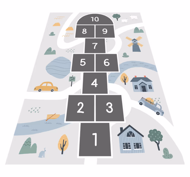 Playful Hopscotch Design game rug - TenStickers