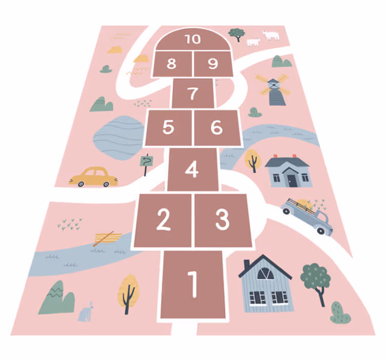 Children's Playful Hopscotch game rug - TenStickers
