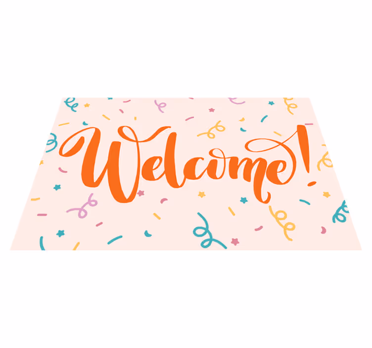 Colorful Welcome Script entrance hall rug - TenStickers