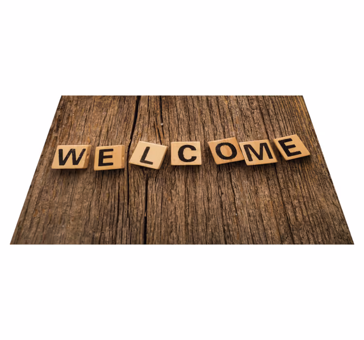 Wooden Alphabet Welcome quote rug - TenStickers