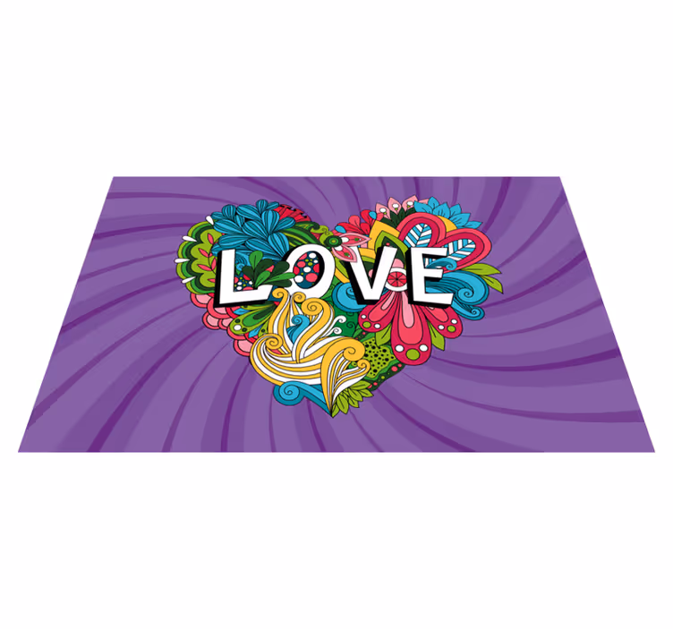 Colorful Love Illustration quote rug - TenStickers