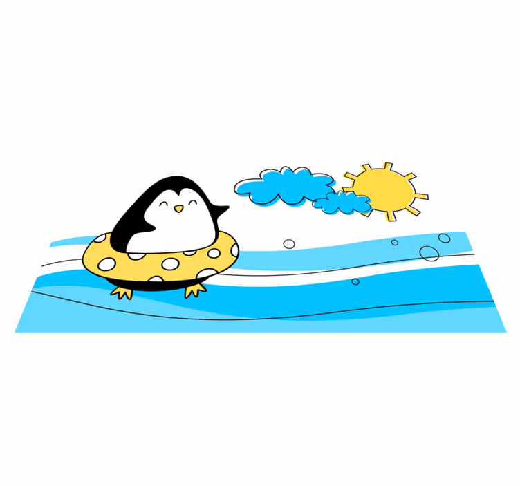 Playful Penguin Illustration kids carpet - TenStickers