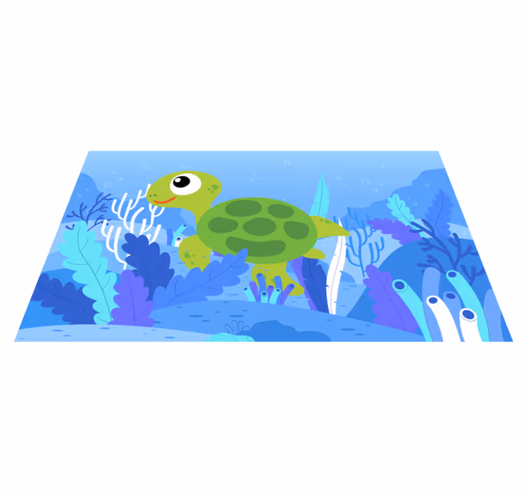Cheerful Turtle Seascape kids carpet - TenStickers