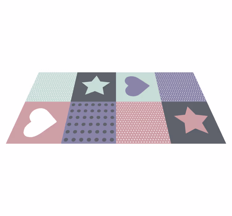 Patchwork Heart Star kids carpet - TenStickers